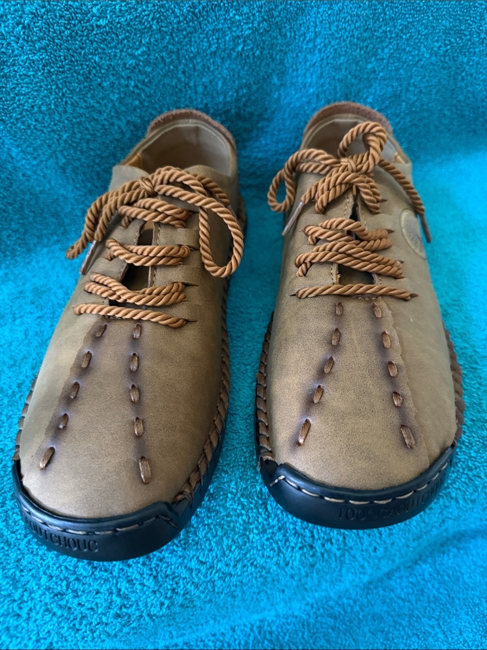 Men's Casual Tan Leather Moccasin Style Lace-Up ShoesVery Soft Leather
